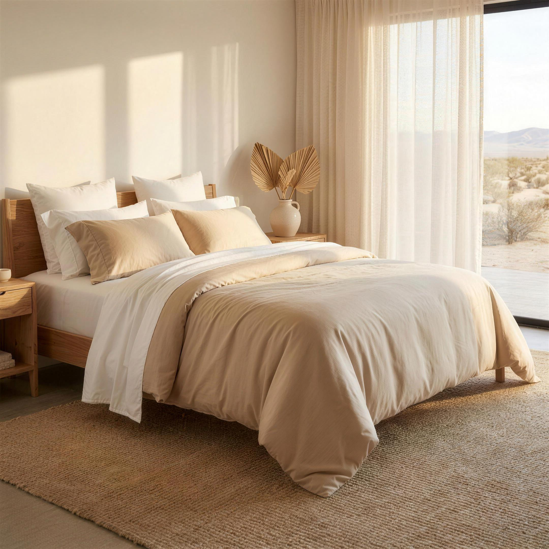 OASISÉ Bamboo Sheet Set in Lyocell 300TC on a made bed in a serene, sunlit bedroom