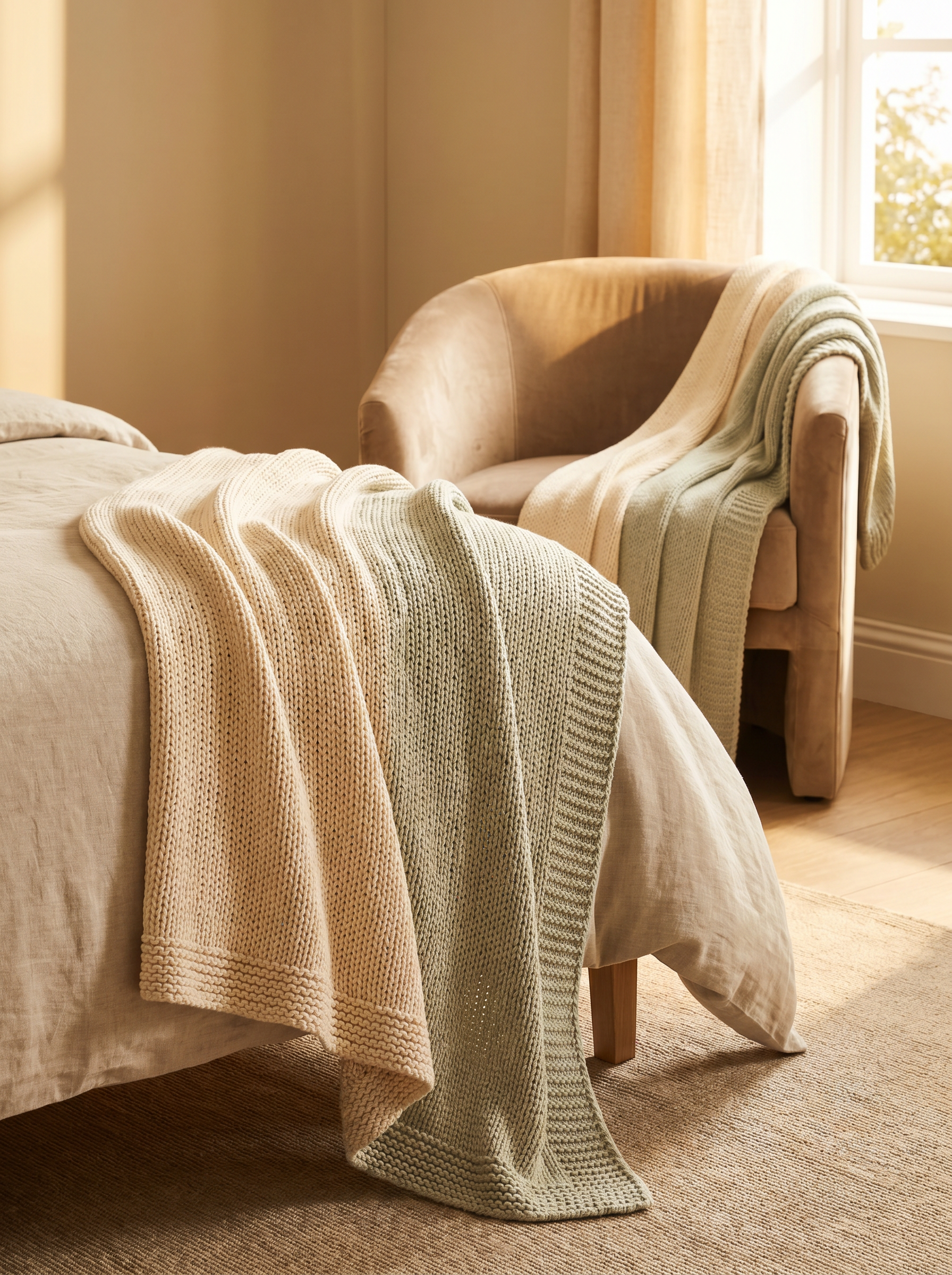 OASISÉ bamboo throw blanket draped over a bed