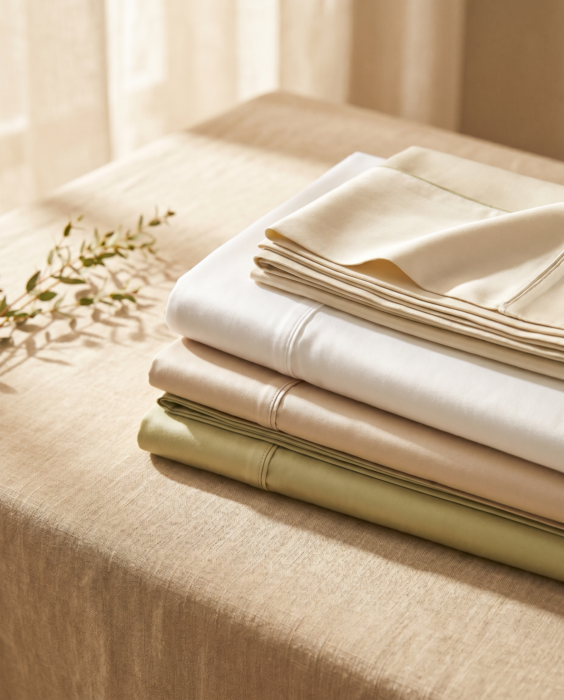 Folded stack of OASISÉ bamboo sheets