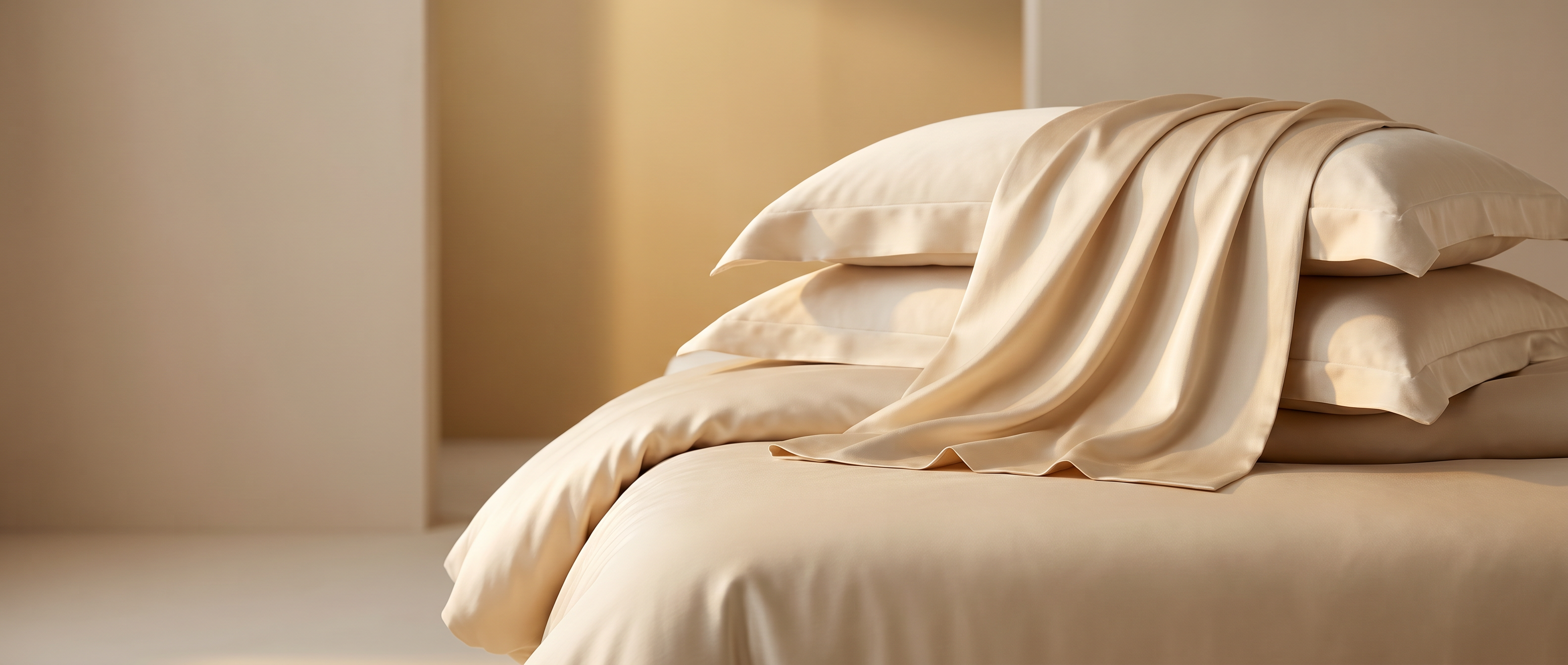 Luxurious bamboo bedding elegantly draped
